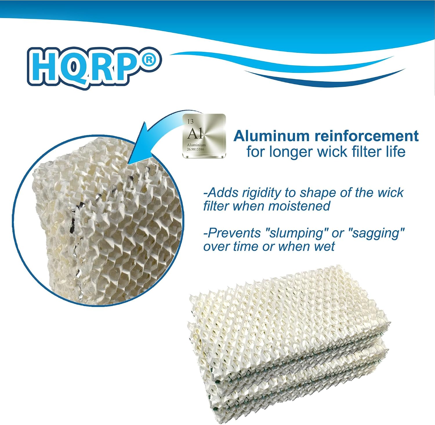HQRP 4-pack HDC411 Humidifier Wick FilterReplacement for Sears Kenmore 14909, 14912, 32-14912, 42-14912, Emerson Essick Air AIRCARE HDC-2R & HDC-411, BestAir E2R