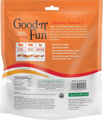 Good 'n' Fun Twists Long-Lasting Dog Treat Made With Real Protein, 35 Count