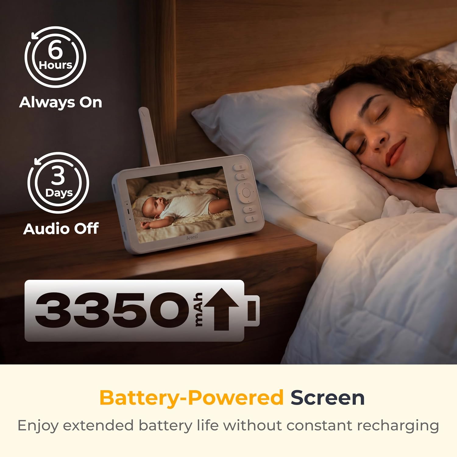 ARENTI Baby Monitor C3 Kit, 3MP WiFi 6 PTZ Camera with 5" Wireless Display