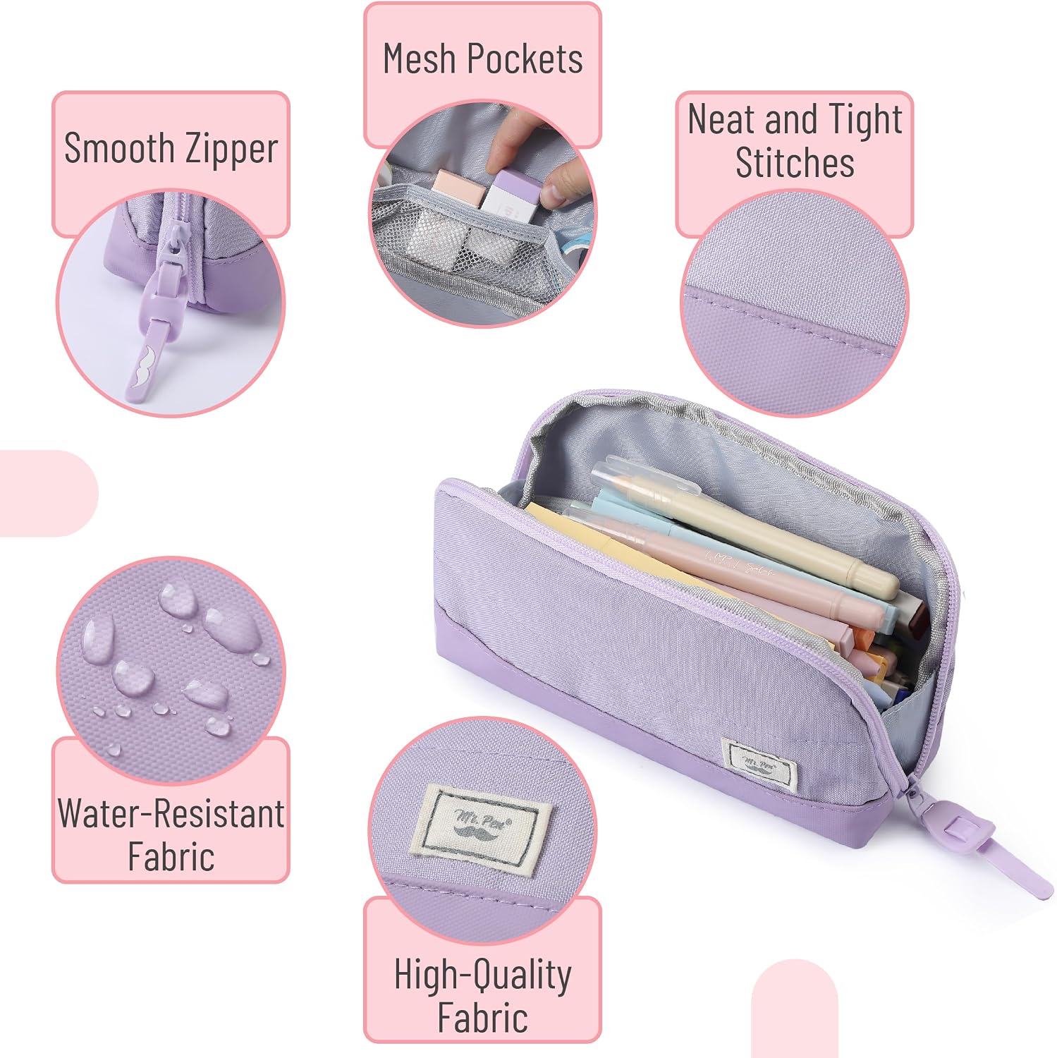 Mr. Pen- Wide-Opening Pencil Case, Triangle Design