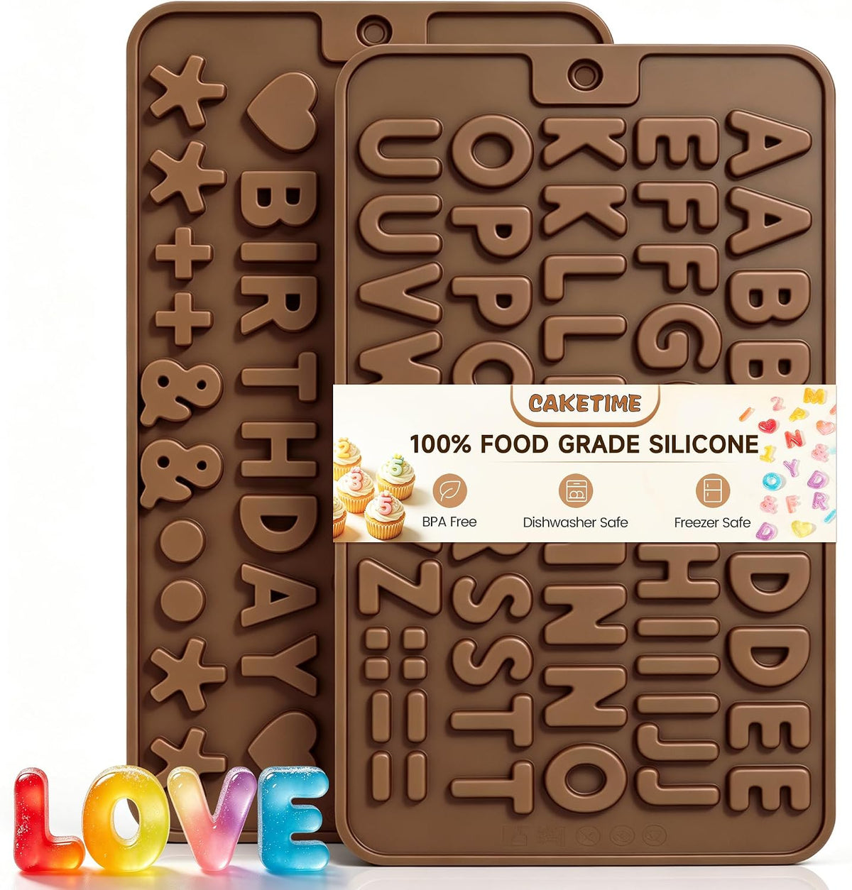 2Pcs Letter Silicone Molds, Chocolate Molds for Alphabet Decorating Cake
