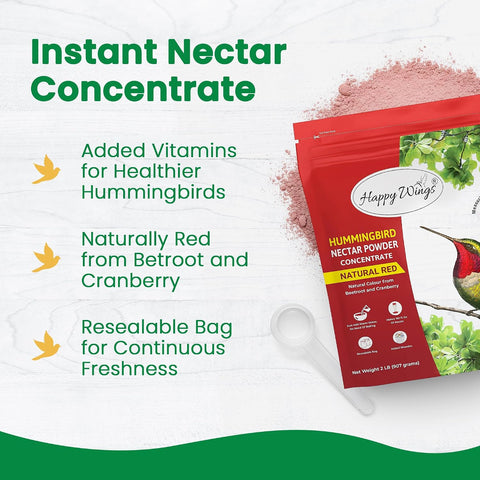 Happy Wings 2 LB Natural Unflavored Hummingbird Nectar Powder Concentrate.