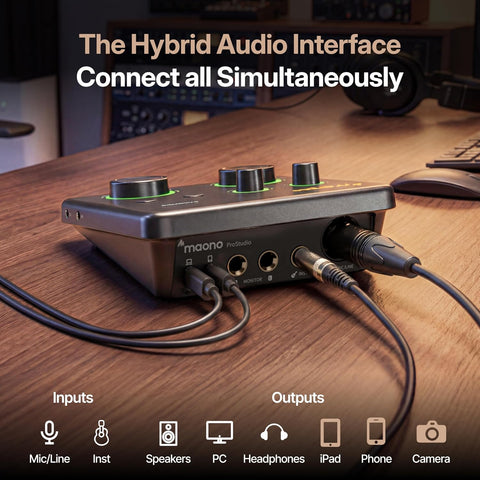 MAONO P1 USB Audio Interface with 70dB Gain for PC, Phone, iPad & Guitar