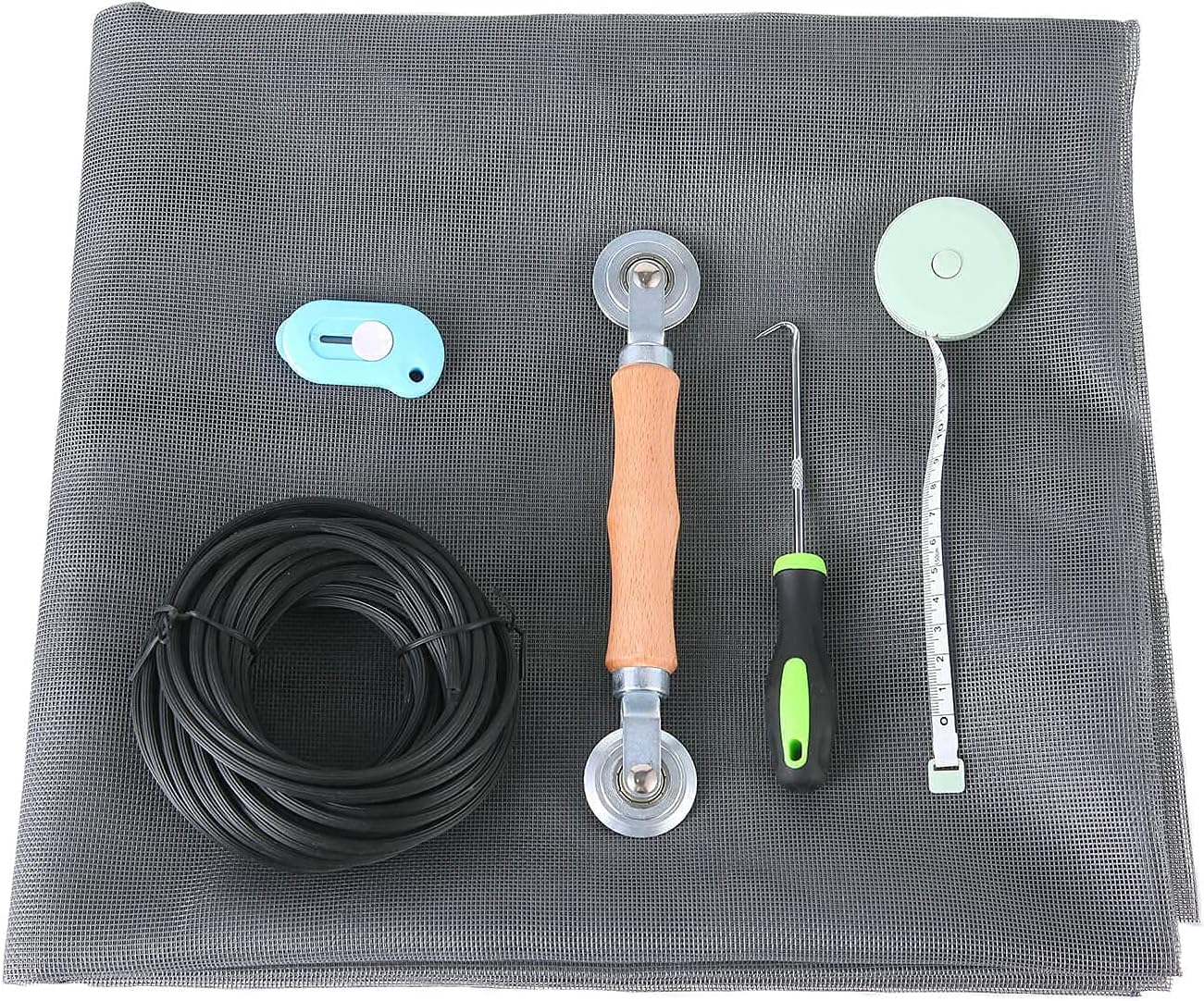 Windows Screen and Screen Door Repair Kit - 48"x118" Fiberglass Mesh Gray with Rolling Tool/Hook/Ruler/Cutter/Spline - Window Screen & Sliding Screen Door Replacement for Windows, TOOLTRIZ
