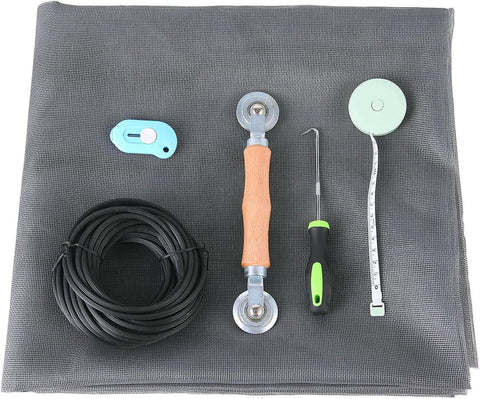 Windows Screen and Screen Door Repair Kit - 48"x118" Fiberglass Mesh Gray with Rolling Tool/Hook/Ruler/Cutter/Spline - Window Screen & Sliding Screen Door Replacement for Windows, TOOLTRIZ