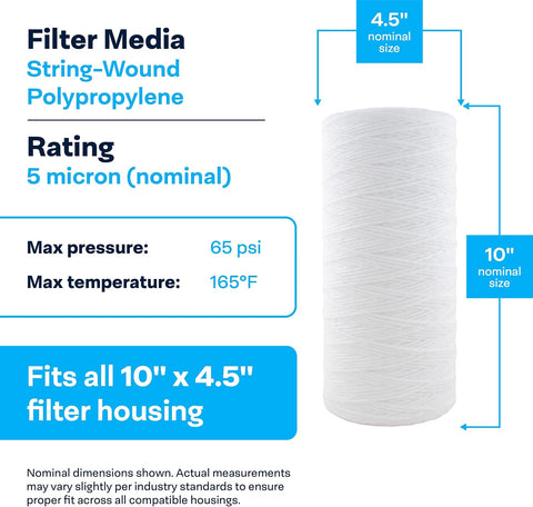 SpiroPure SP-WP5-BB Sediment Water Filter SWC-45-1005 WP5BB97P CW5-BBS, 8PK