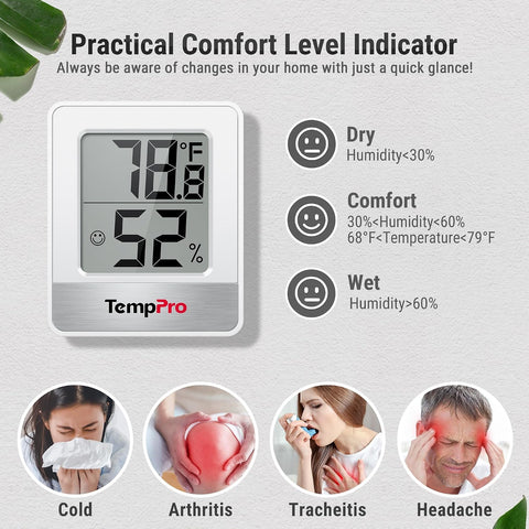 TempPro TP49 Digital Hygrometer Indoor Thermometer