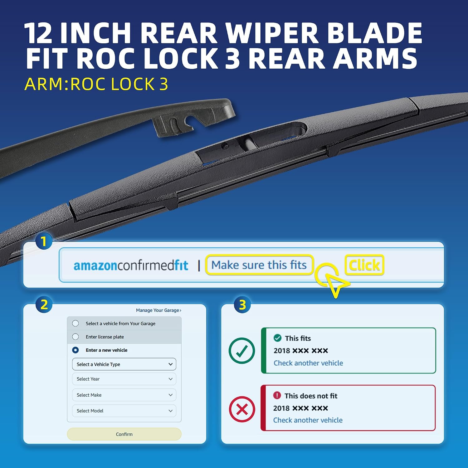 5 PLUS RearQuiet 12 Inch Rear Wiper Blade,OEM Replacement Rear Window Wiper