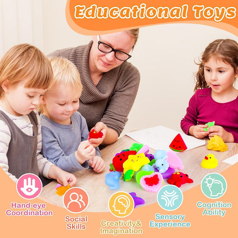 VISCOO 120 Pack Squishy Toys, Mochi Squishy Bulk, Kawaii Squishies for Kids