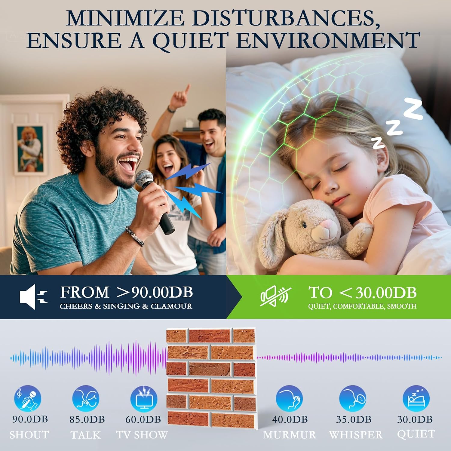 ArtVivid 24 Pack Acoustic Panels, Brick Sound Proof Foam Panels for Walls