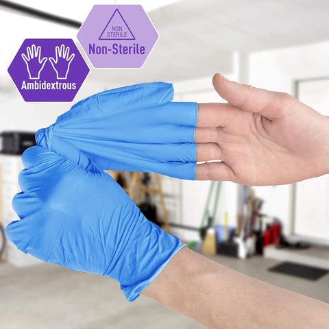 MED PRIDE Nitrile/Vinyl Blend Exam Gloves,Powder-Free,Blue,Medium,100-Ct
