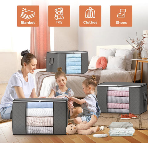 90L Large Storage Bags, 6 Pack Clothes Storage Bins Closet Organizers