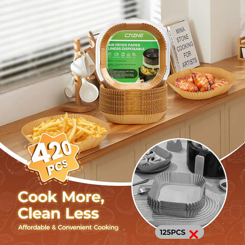 Ctizne 420PCS Air Fryer Liners Disposable for 6.5" Square Air Fryers