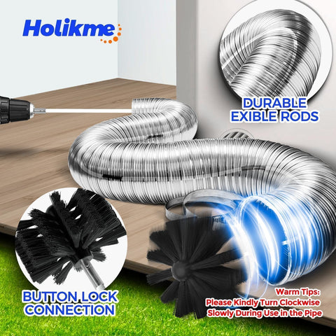Holikme Dryer Vent Cleaner Kit - 20Ft Flexible Lint Brush for Deep Cleaning