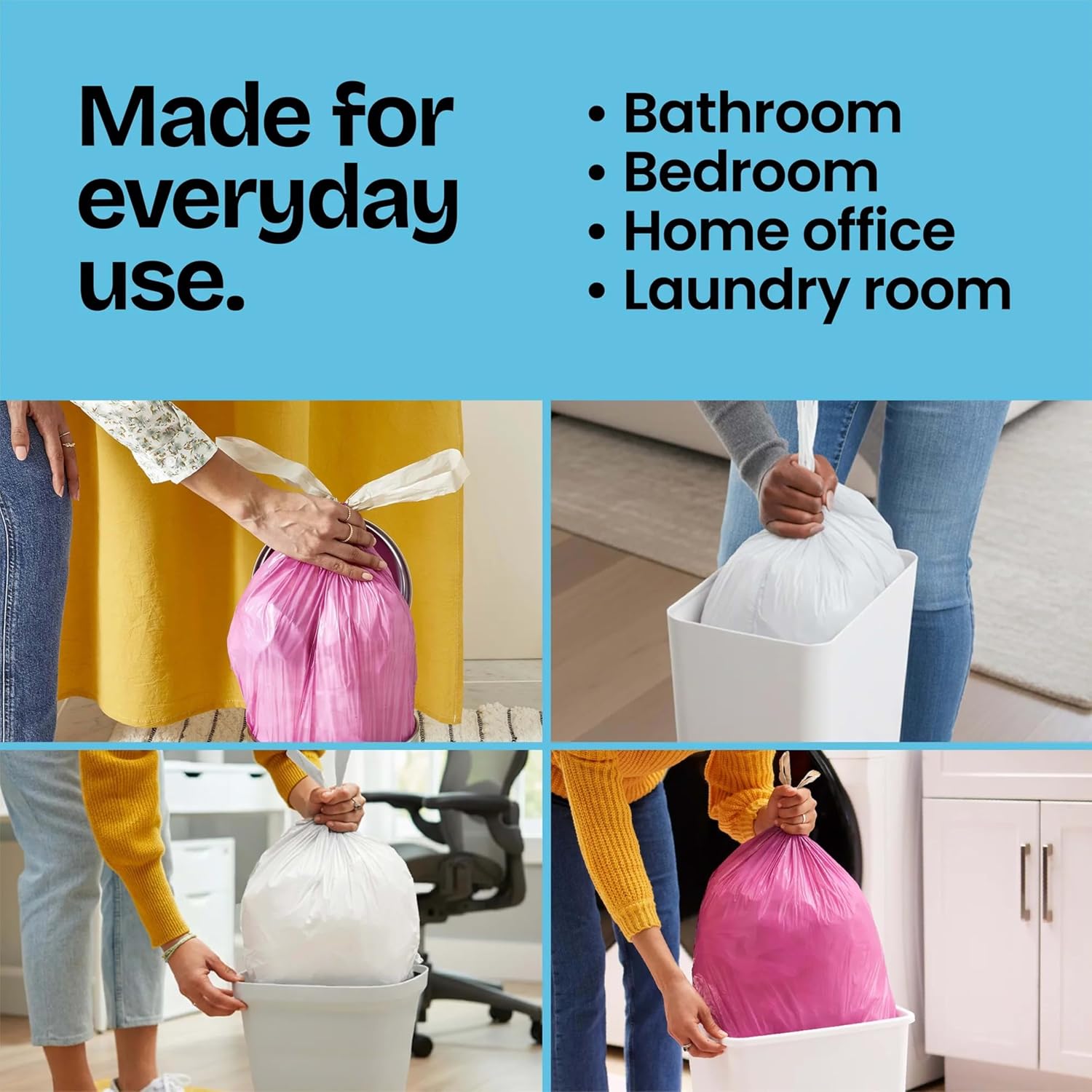 Glad Small Trash Bags, Great for Office, Bathrooms and Bedroom Bins, Beachside Breeze Scented Garbage Bags, Odor Resistant with Drawstring, Febreze Freshness, 4 Gallon Trash Bags, 80 Count