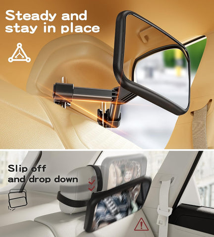 TAZENI Baby Car Mirror for Rear Facing Car Seat, Patented Stable Hook Clip