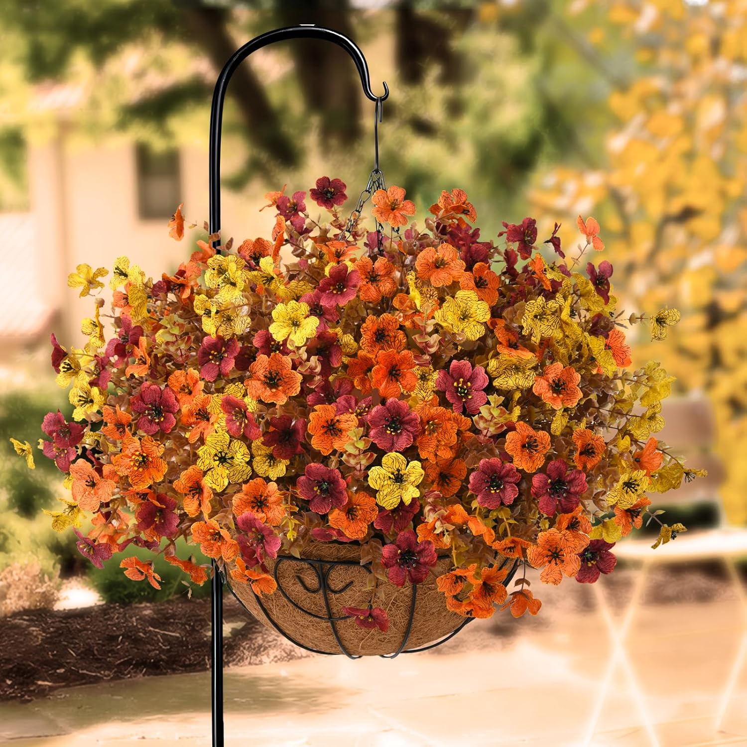 INQCMY Artificial Fake Fall Plants Flowers for Outdoor Outside Decoration
