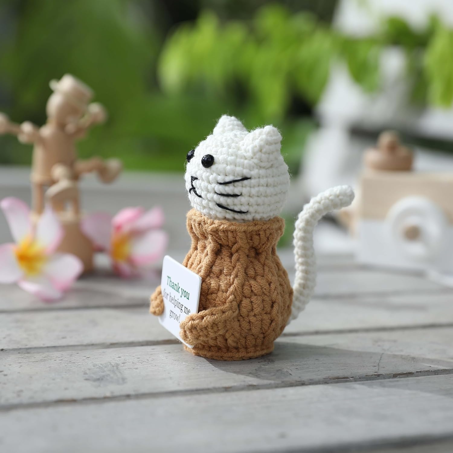 Positive Crochet Animals Cat “Thank You for Helping Me Grow!” Teacher Appreciation Birthday Gifts for Women Daughter Sister Friend Coworkers Mentor/Tutor/Coach Cat Lovers