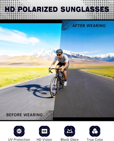 KALIYADI Sports Polarized Sunglasses Men UV400 Protection for Fishing Driving Cycling