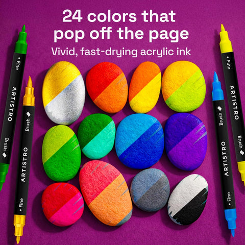 ARTISTRO 24 Rock Acrylic Paint Marker Pens - Rock Painting Kit