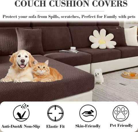 Soothing Home Sofa Covers, Sofa Hero Covers for Couch, Couch Cushion Covers, Sofa Covers Washable Sectional Couchs Covers Stretch Slipcovers for Pets (Brown,Chaise Cover)