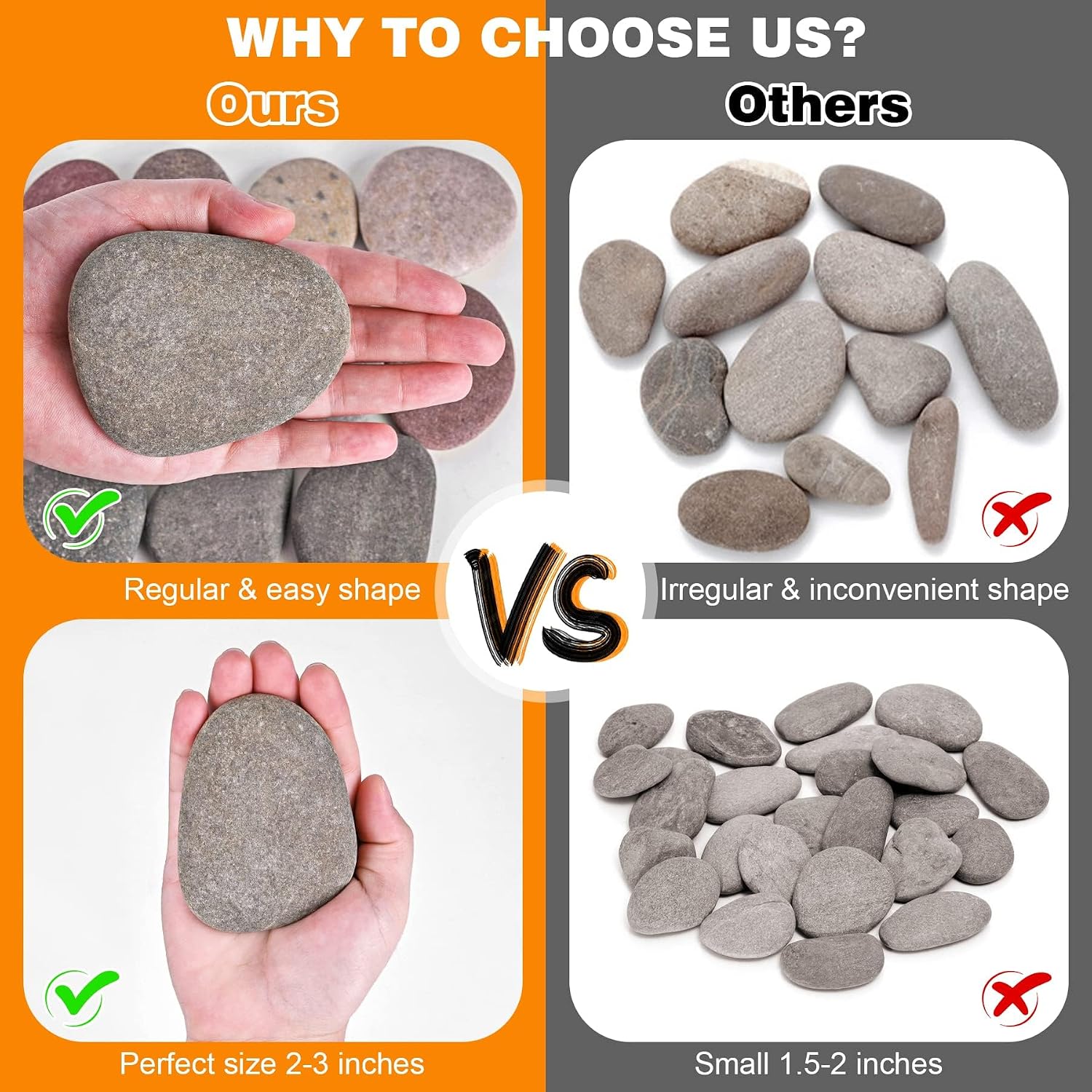 River Rocks for Painting 15 Pcs Large 2-3 Inch Flat Smooth Painting Stones Craft Rock to Paint for Kids Crafts Painting Bulk
