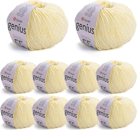 YarnArt Genius Soft Cotton Blend Yarn, 10 Pack (1.76 oz / 174 Yds)