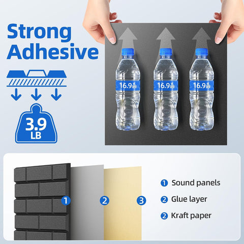12 Pack Acoustic Panels with Self Adhesive Sound Proof Foam Panels for Wall