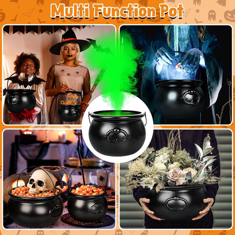 3 PCS Halloween Cauldron, Black Plastic Witch Cauldron Pots for Party Decor