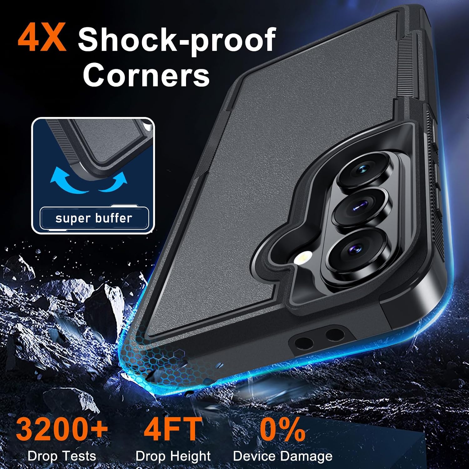 Case for Samsung Galaxy A37 5G Phone with Screen Protector,Black Matte