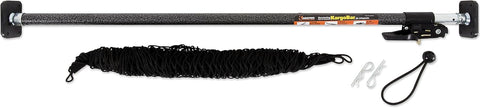 KEEPER Ratcheting Cargo Bar - Rubber, Black/Silver, Adjustable from 40"-70" - Comes with 60” x 24” Storage Net (5060), For Truck
