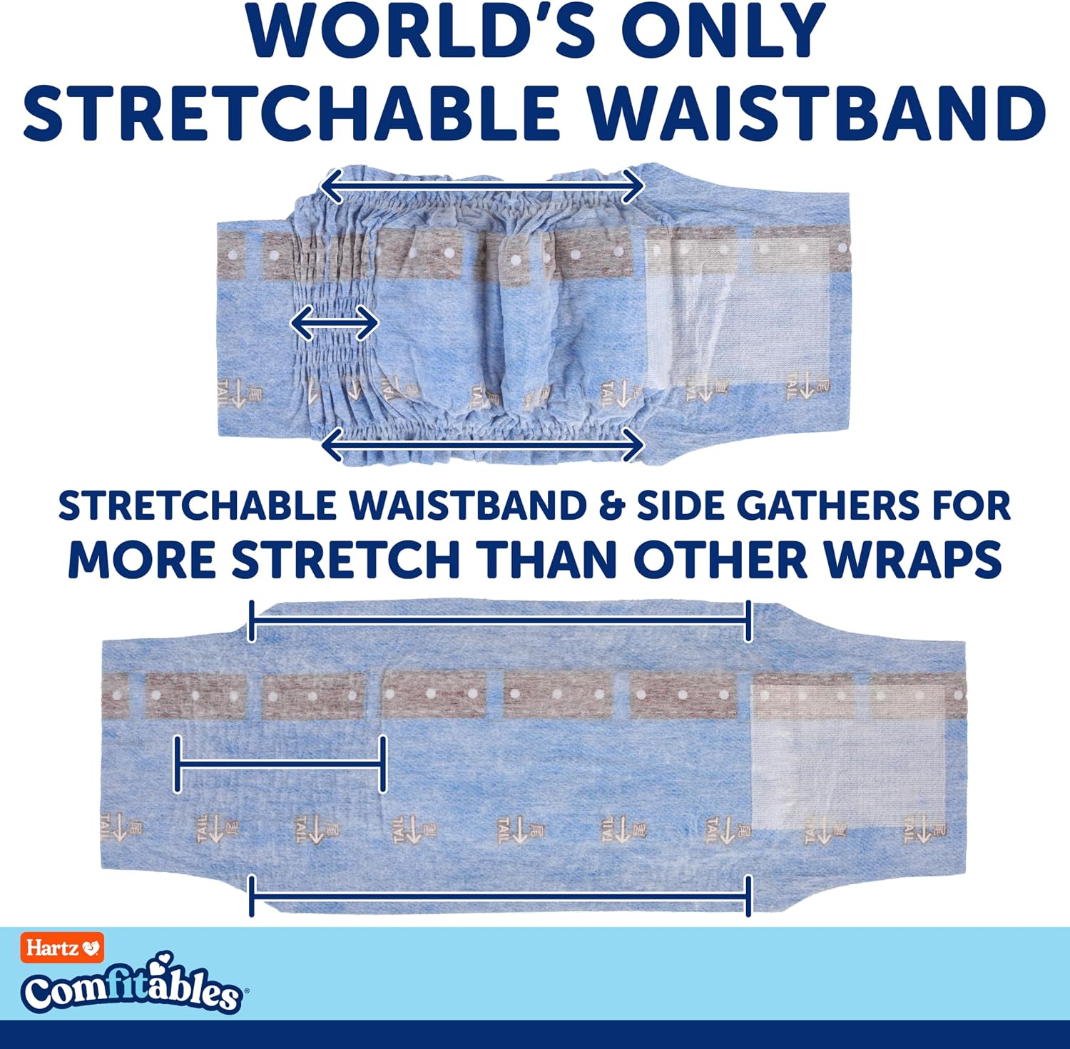 Hartz Comfitables Disposable Male Dog Wraps with Stretchy Waistband, Medium 12 Count