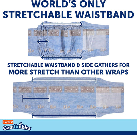 Hartz Comfitables Disposable Male Dog Wraps with Stretchy Waistband, Medium 12 Count