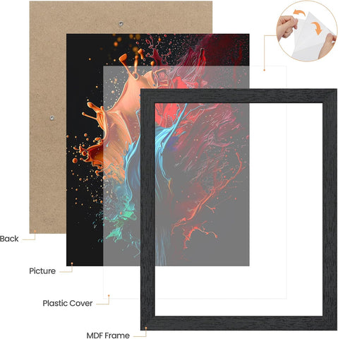 upsimples 8x8 Picture Frames, Wall Gallery Square Frames with Engineered Wood, Black 1 Pack