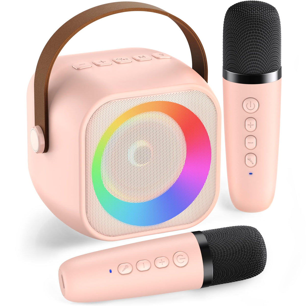 Karaoke Machine for Kids Adults, Mini Portable Bluetooth Karaoke Speaker with 2 Wireless Microphone and Lights, Christmas Birthday Gifts for Girls Ages 4, 5, 6, 7, 8, 9, 10, 12+ Family Home Party