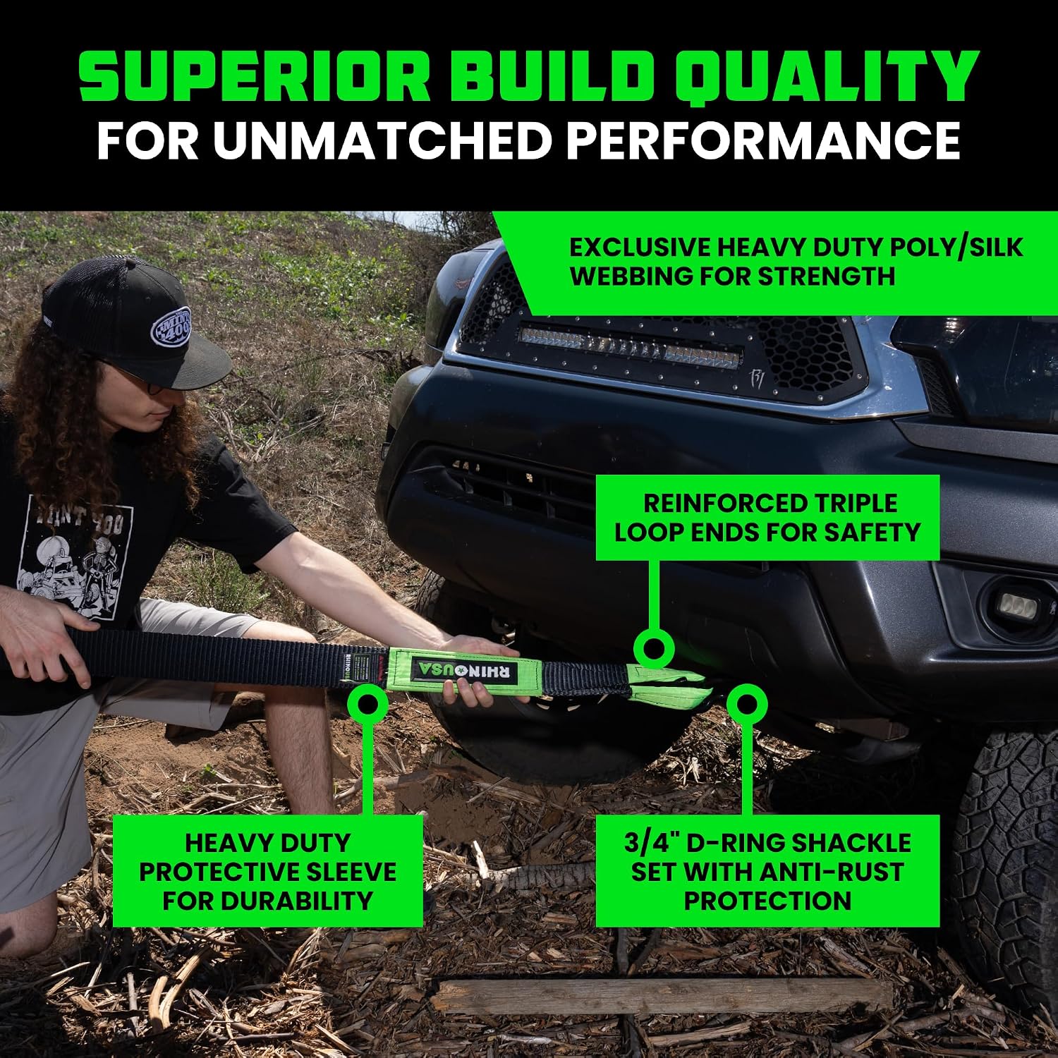 Rhino USA Recovery Combo Kit - 30ft Tow Strap & D-Ring Shackles