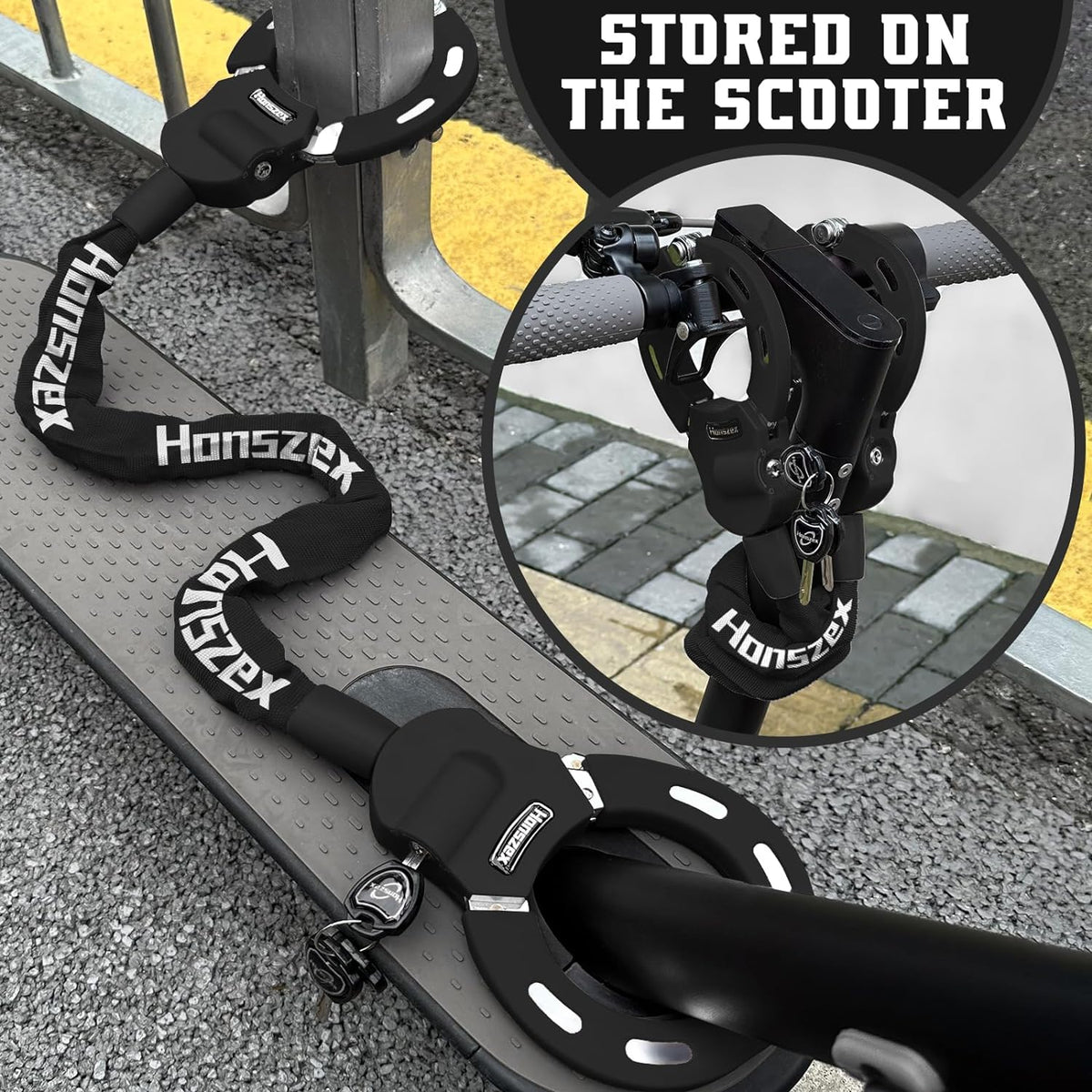 Scooter Lock, Bike Locks High Security with Key, 36.22inch Heavy Duty Bike Lock Chain, Accessories for Electric Scooter, E-Bikes