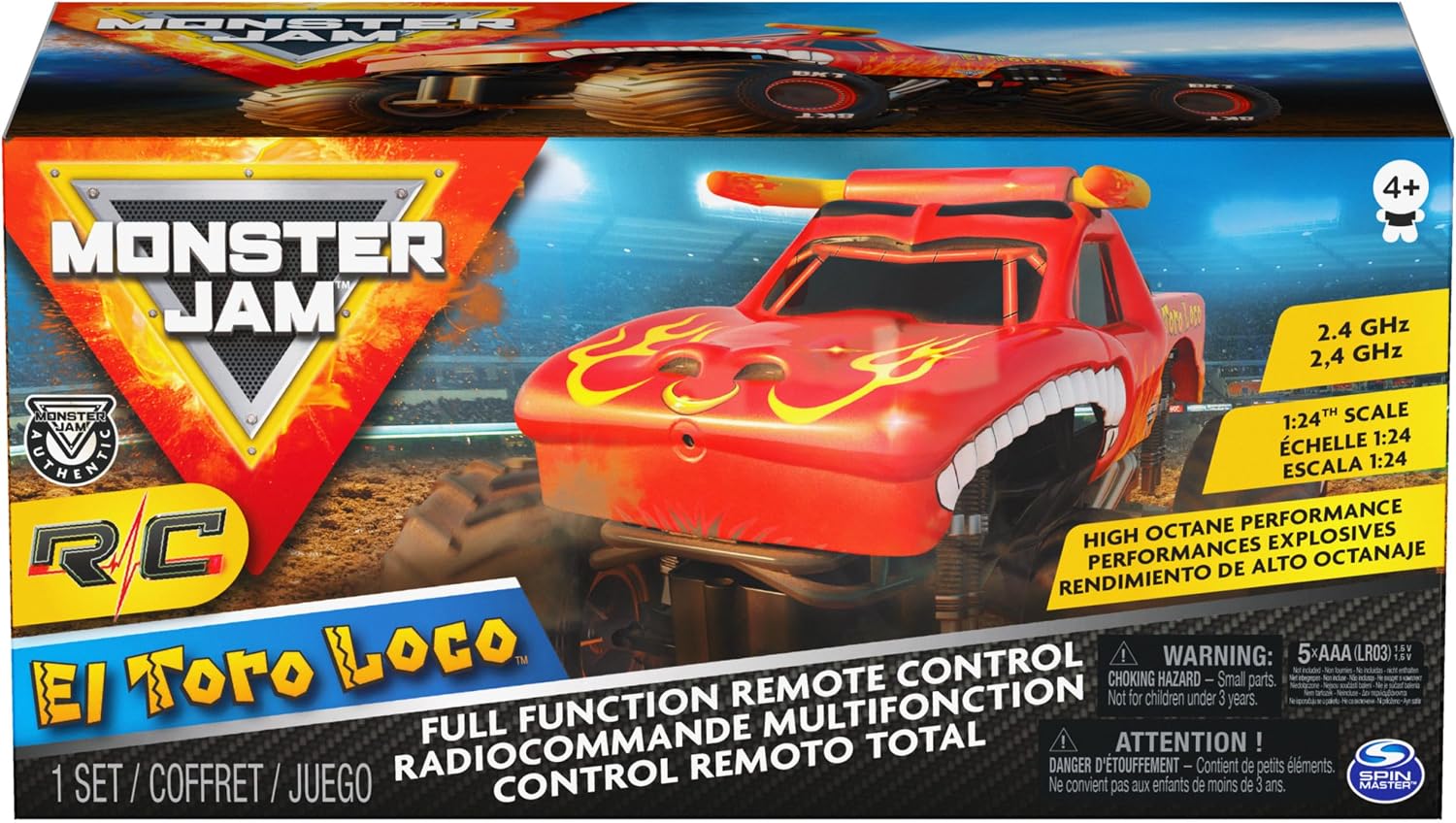 Monster Jam Official El Toro Loco RC Truck, 1:24 Scale