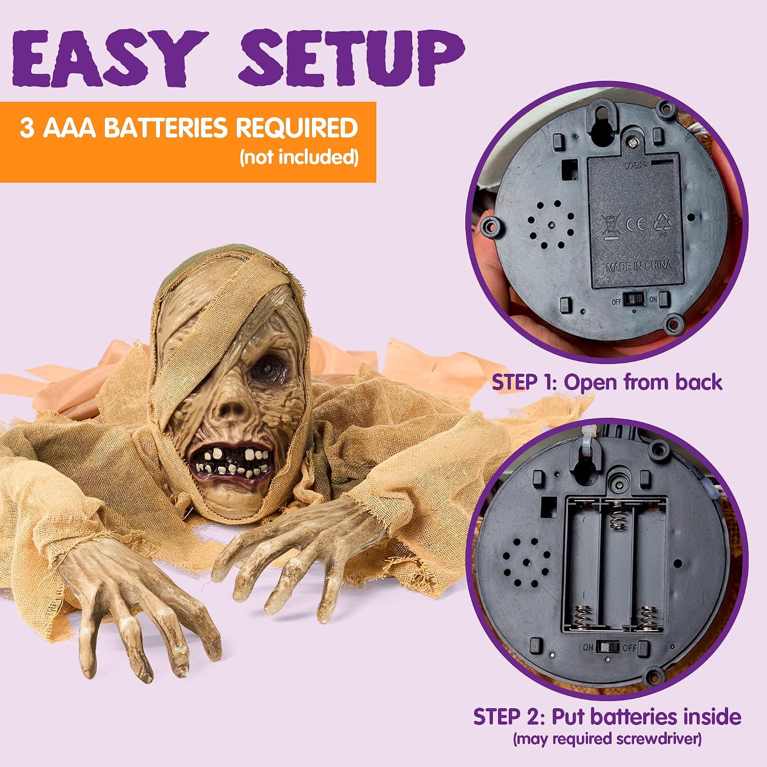 JOYIN Halloween Zombie Groundbreaker Outdoor Decoration, Zombie Groundbreaker with Light-up Eye and Creepy Sound (IR Sensor Activated) for Halloween Outside, Lawn, Graveyard Decor, Haunted House Props