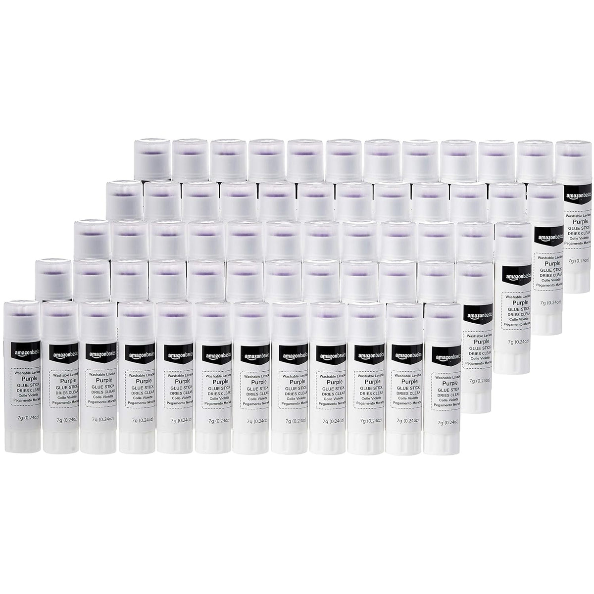 Amazon Basics Purple Washable School Glue Sticks for Classroom Supplies and Craft Projects, Dries Clear, 0.24-oz Stick, 60-Pack