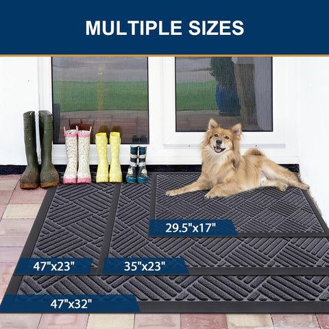 Smiry Front Door Mat Outside Entrance, Natural Rubber Doormat, 29.5x17 Inch