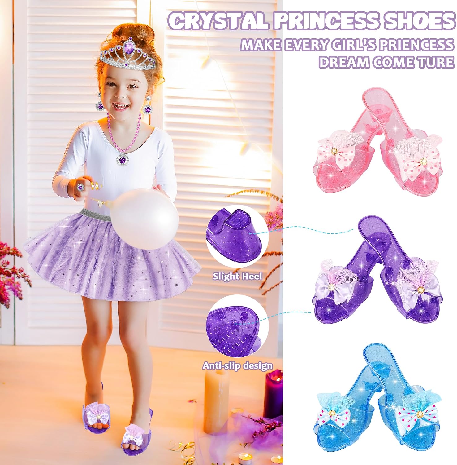 Princess Dress Up & Jewelry Set, Pretend Play Toy, B-day Gift for Girl 3+