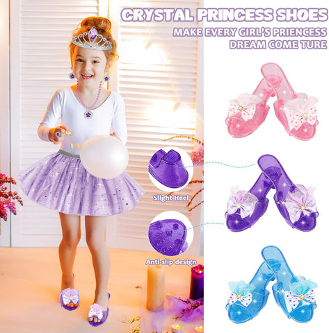 Princess Dress Up & Jewelry Set, Pretend Play Toy, B-day Gift for Girl 3+