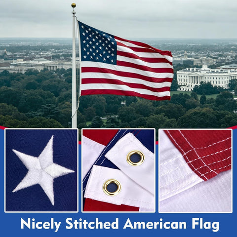 American Flags for Outside 5x8, HeavyDuty Spun Polyester American Flag for High Wind Outdoor, UV Protected/Sewn Stripes/Embroidered Stars/Brass Grommets, US Flag Built for The Toughest Conditions (5x8 foot)