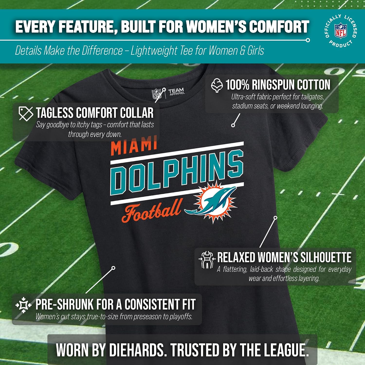 NFL Women's Gameday T-Shirt - Relaxed Fit Short Sleeve Tee