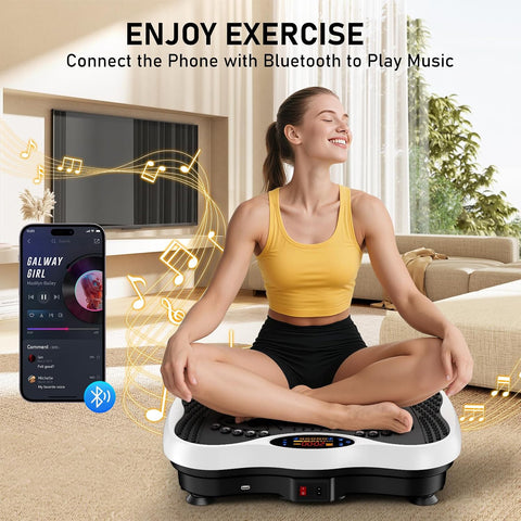 Vibration Plate Exercise Machine, 130 Levels Full Body Workout Vibrating Plate for Lymphatic Drainage Weight Loss, 450 Lbs Capacity Shake Platform with Bluetooth for Women Men