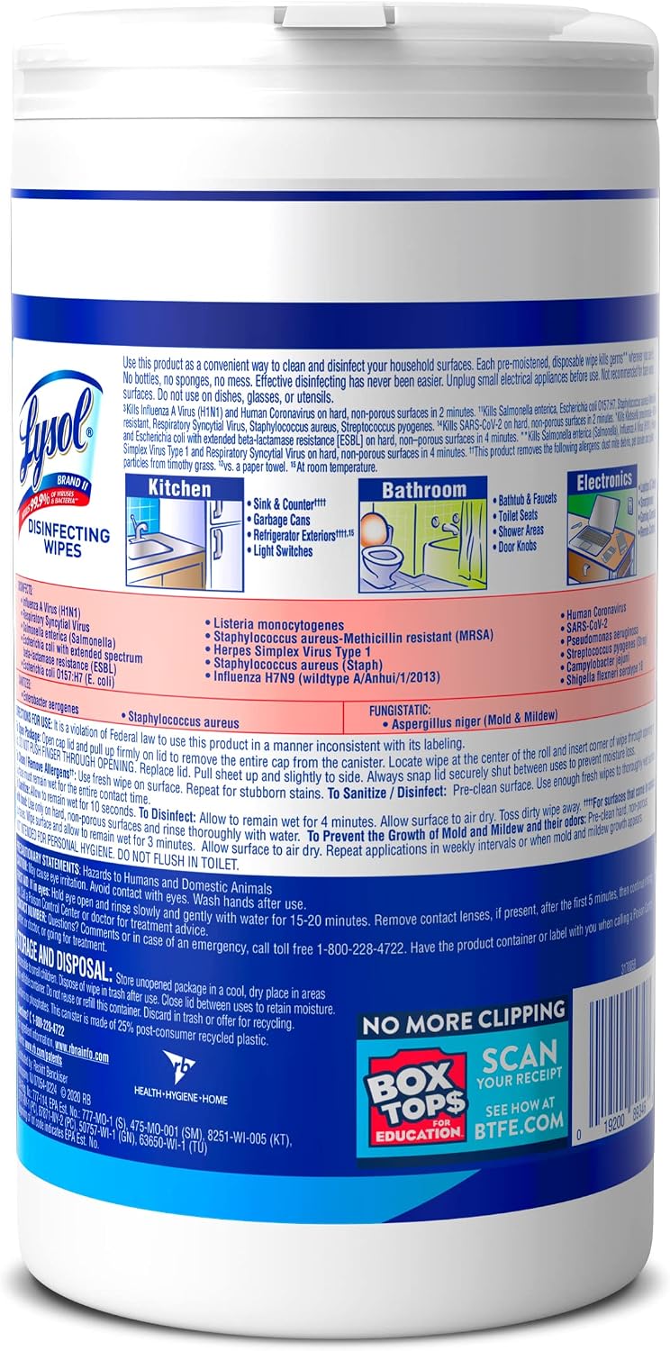 Lysol Disinfecting Wipes, Multi-Surface Cleaner, Crisp Linen, 80 ct.