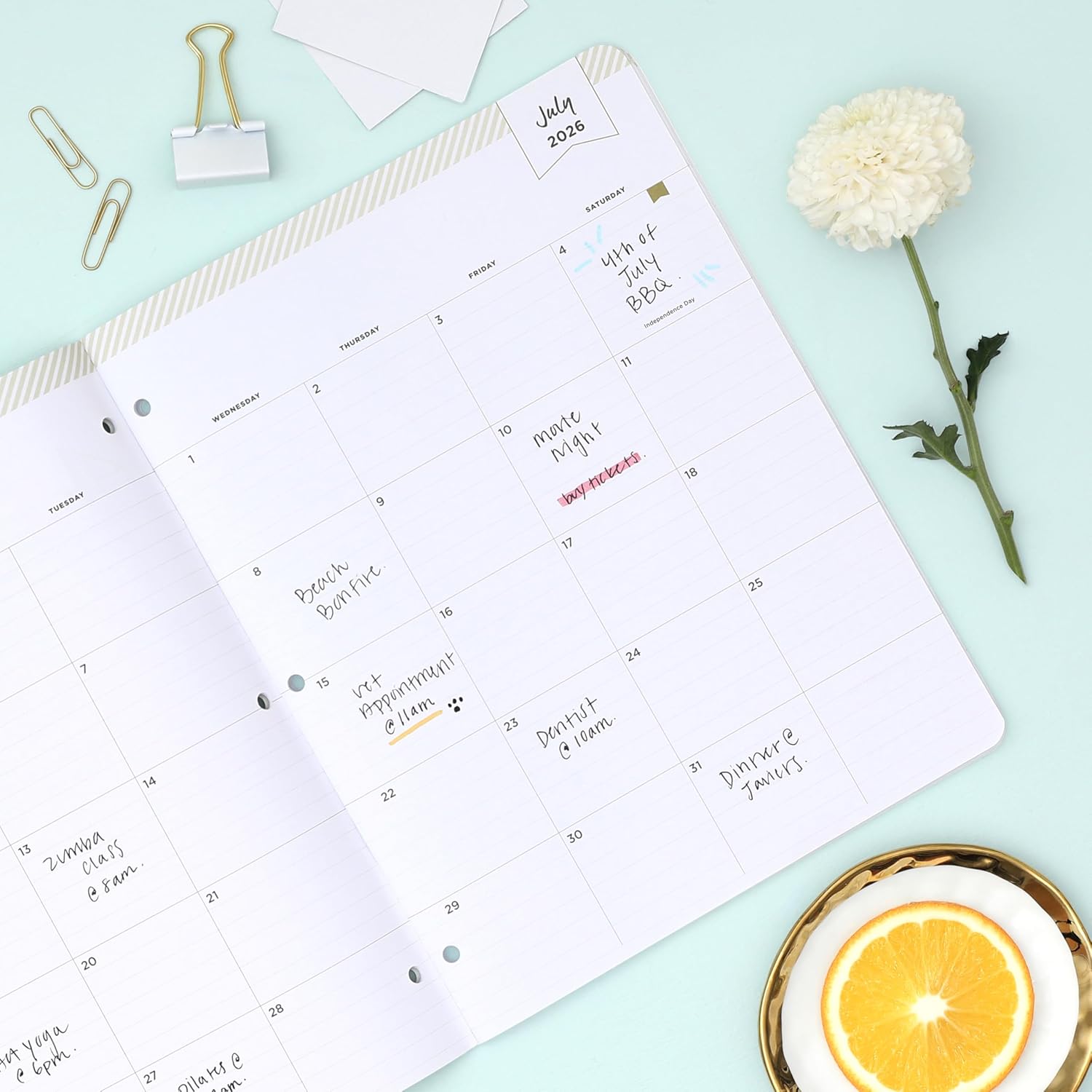 Blue Sky 2026-2028 Monthly Academic Planner, 8.5"x11", Orange Blossom Mint