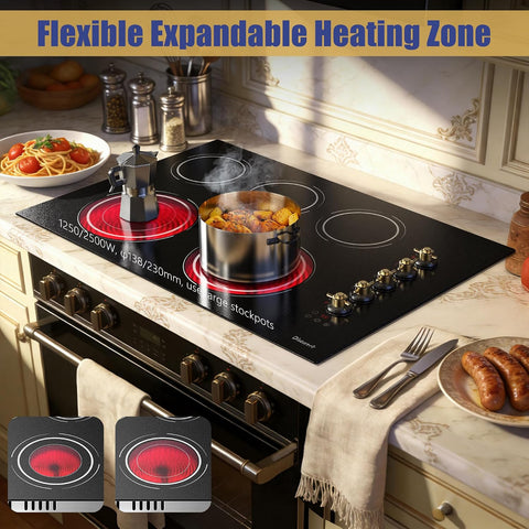 Upgraded 30" Electric Cooktop 8600W High Power Built-in 240V