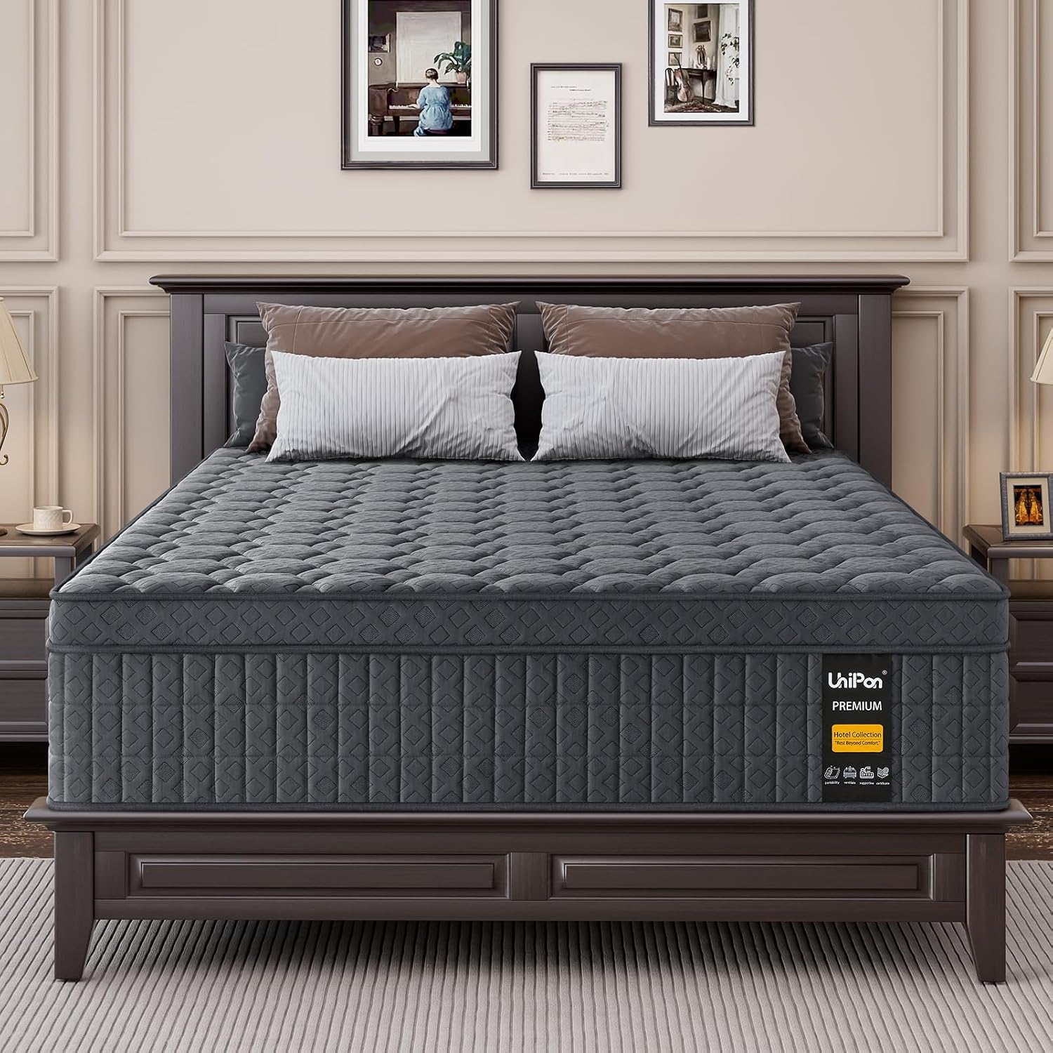 Firm Queen Mattress for Pain and Pressure Relief, 10 inch Hybrid Mattress with Extra Back and Lumbar Hip Support, Fiberglass Free, 365 Nights Trial